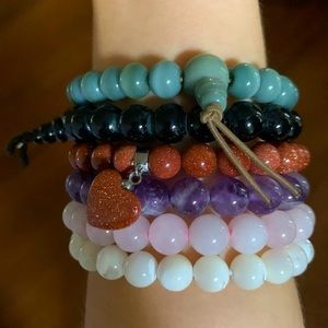 6-Piece Natural Energy Bead Chakra Gemstone Power Bracelets Set